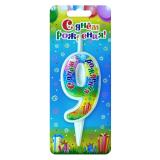 Свеча "9" С Днем Рождения! (12см) 1 шт._1