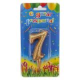 Свеча "7" Овал, Золото с блестками (7см) 1 шт._1