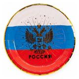 Тарелки "Россия! Герб" Триколор, Металлик (18см) 6 шт._1