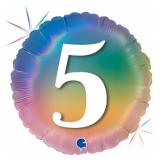 Круг (18''/46см) Цифра "5" Радужная Голография  1 шт._1