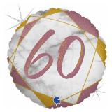 Круг (18''/46см) Цифра "60" Мрамор Калакатта, Розовое Золото, Голография 1 шт._1