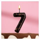 Свеча "7" Черный мрамор (8см) 1 шт._1