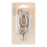 Свеча "9" Овал Серебро (7см) 1 шт._1