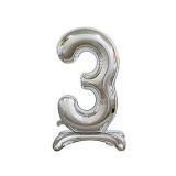 Цифра "3" (30"/76см) Серебро на подставке 1 шт._1