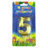 Свеча "5" Грани, Золото (7см) 1 шт._1