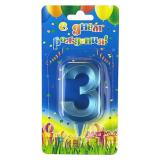 Свеча "3" Грани, Синяя бирюза (7см) 1 шт._1