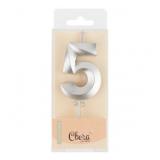 Свеча "5" Грани Серебро (6см) 1шт._1