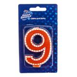 Свеча "9" Белый кант, Оранжевый 1 шт._1