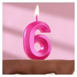 Свеча "6" Грань Розовая (13см) 1 шт._1