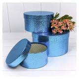 Коробка "Текстура кожи" №1 Цилиндр, Синий Металлик 1 шт._1