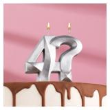 Свеча "4?" Грань серебро (6,5см) 1 шт._1