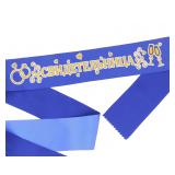 Лента "Свидетельница" синяя с золотыми блестками (190х9,5см) атласная 1 шт. _1