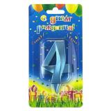 Свеча "4" Грани, Синяя бирюза (7см) 1 шт._1
