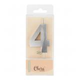 Свеча "4" Грани Серебро (6см) 1шт._1