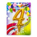 Свеча "4" Гигант, Золото (12см) 1 шт._1