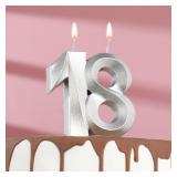 Свеча "18" Грань Серебро (6,5см) 1 шт._1