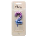 Свеча "2" Сияющий космос, Градиент (6см) 1 шт._1