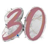 Фигура (43"/109см) Цифра "30" Мрамор, Розовое Золото, Голография 1 шт._1