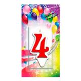 Свеча "4" Волна Красная 1 шт._1