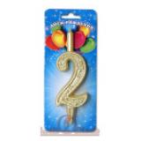 Свеча "2" Изящный узор, золото (10см) 1 шт._1