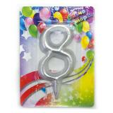 Свеча "8" Гигант, Серебро 1 шт._1