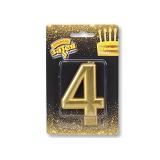 Свеча "4" Золото (8см) 1шт._1
