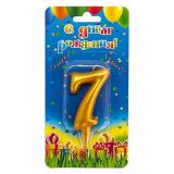 Свеча "7" Овал Золото (7см) 1 шт._1