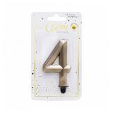 Свеча "4" Бриллиант, Золото (7,5см) 1 шт._1
