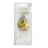 Свеча "4" Золото-Серебро (9,5см) 1 шт._1