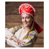 Кокошник "Красный с узором" 1шт._1