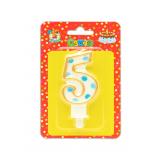 Свеча "5" Синий горошек 1 шт._1