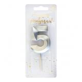 Свеча "5" Витые, Серебро (9,5см) 1 шт._1