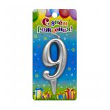 Свеча 9 Серебряная (5,8*12см) 1 шт._1
