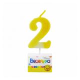Свеча "2" Разноцвет с глиттером (4,5см) 1 шт._1
