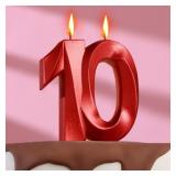 Свеча "10" Грань Красный (6,5см) 1 шт._1