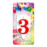 Свеча "3" Волна Красная 1 шт._1