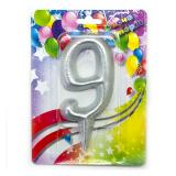 Свеча "9" Гигант, Серебро 1 шт._1