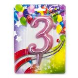 Свеча "3" Гигант, Розовое Золото (12см) 1 шт._1
