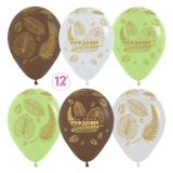 С Днем Рождения (12''/30см) S/ Золотые листья, Ассорти Кристалл 25 шт._1