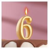 Свеча "6" Овал (5,5см) золотая 1 шт._1