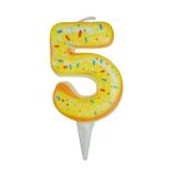 Свеча "5" Пончик (6см) 1 шт._1