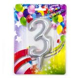 Свеча "3" Гигант, Серебро 1 шт._1
