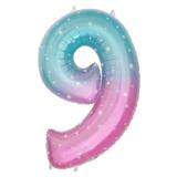 Цифра 9 (34''/86см) Нежные искры Розовый Градиент 1 шт._1