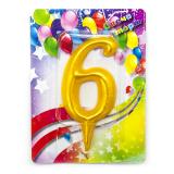 Свеча "6" Гигант, Золото (12см) 1 шт._1