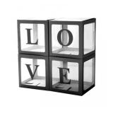 Коробка "Love" Черные грани, Прозрачный (30*30*30см) в упаковке 4 шт._1
