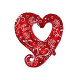 Сердце (31"/80см) Love You с розами 1 шт._1