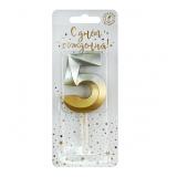 Свеча "5" Золото-Серебро (9,5см) 1 шт._1
