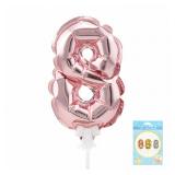 Мини-цифра 8 (7"/17,5см) Розовое золото, Трубочка держатель 1 шт._1