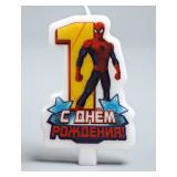 Свеча "1" С Днем Рождения, Человек-Паук 1 шт._1