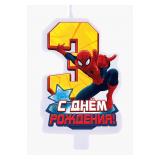Свеча "3" С Днем Рождения, Человек-Паук 1 шт._1